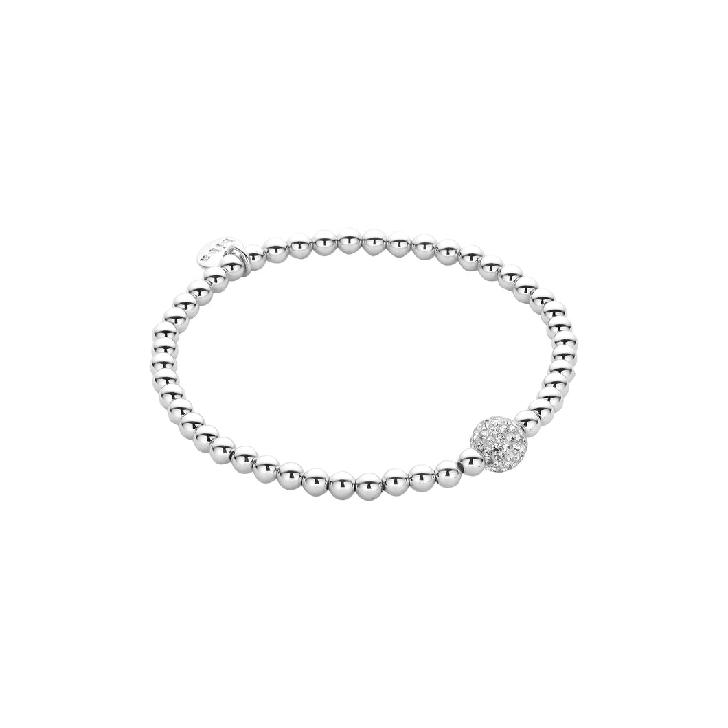 Kugelarmband silber mit Glitzerkugel